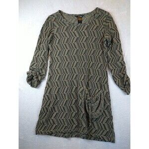 Ali Miles Tunic Top Women's Small Green Textured Pocket Stretch 3/4 Sleeve